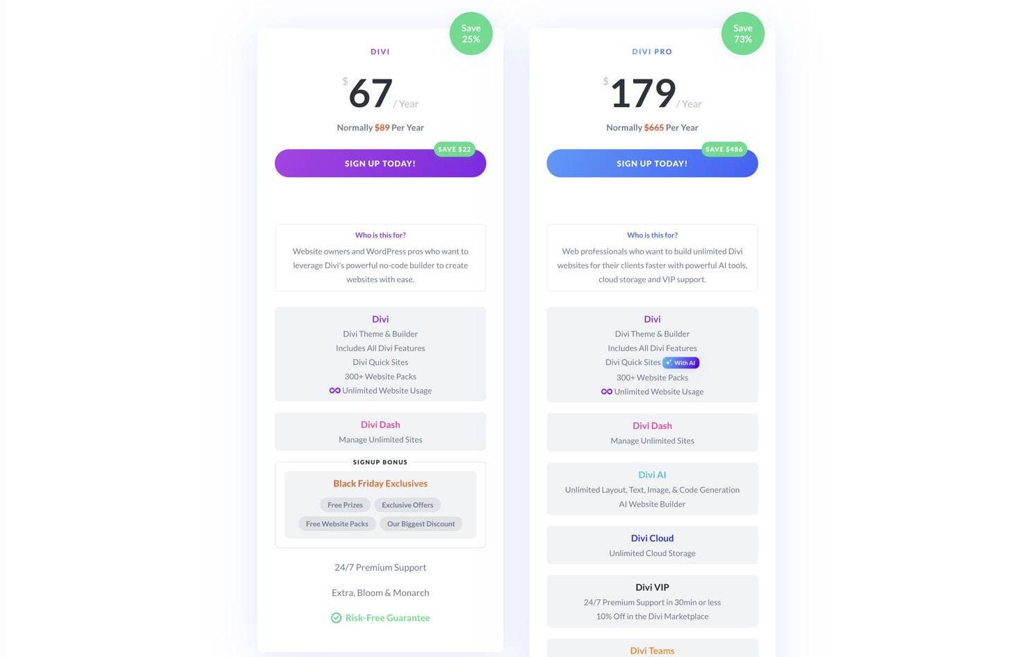 Divi Pro - Kara Cuma Fiyatlandırma Sayfası