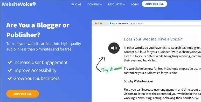 website-voice-homepage - IsItWP - Rilevatore di temi WordPress gratuito websitevoice homepage