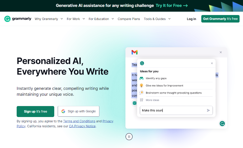 grammatica-homepage - IsItWP - Rilevatore di temi WordPress gratuito grammarly homepage