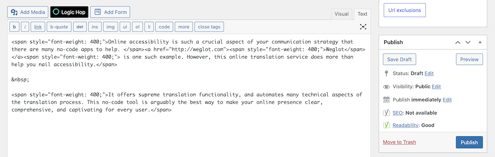 WordPress 经典编辑器。