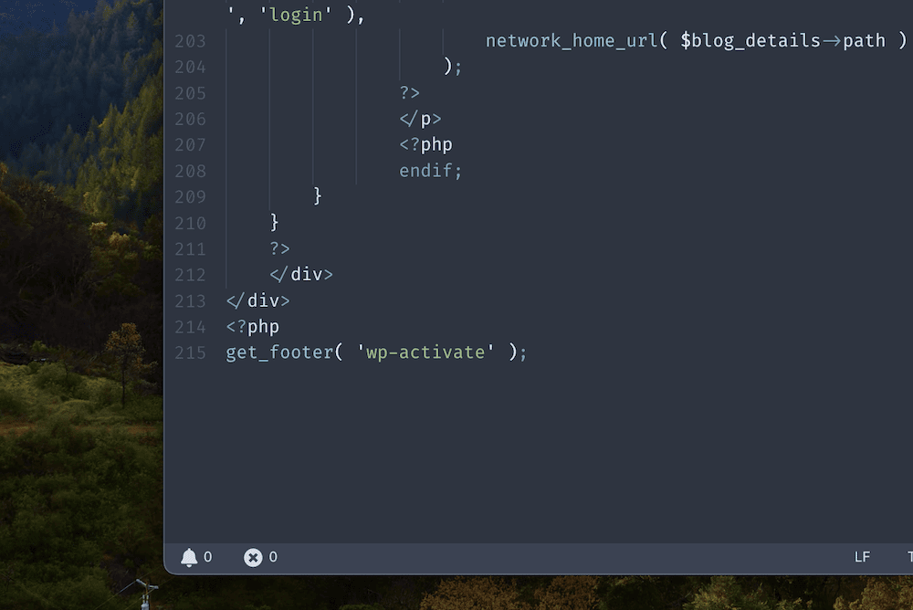 代码编辑器中的 PHP 文件不显示 PHP 结束标记。