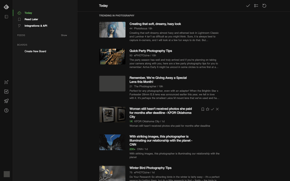 Feedly RSS 提要阅读器应用程序。