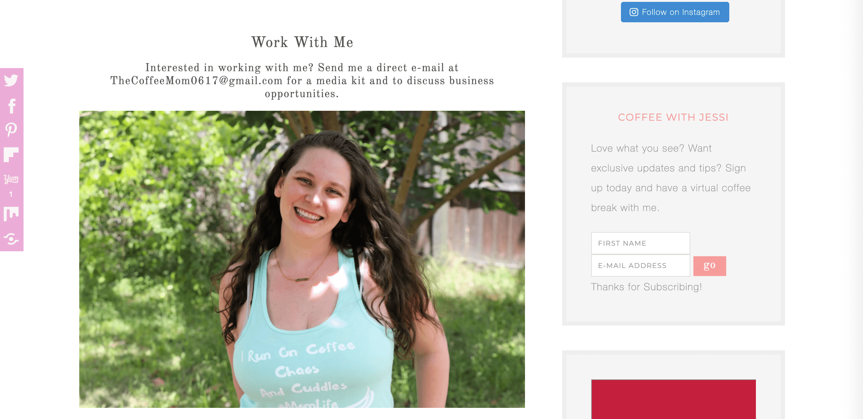 Un kit de medios con una foto personal destacada del propietario del blog.