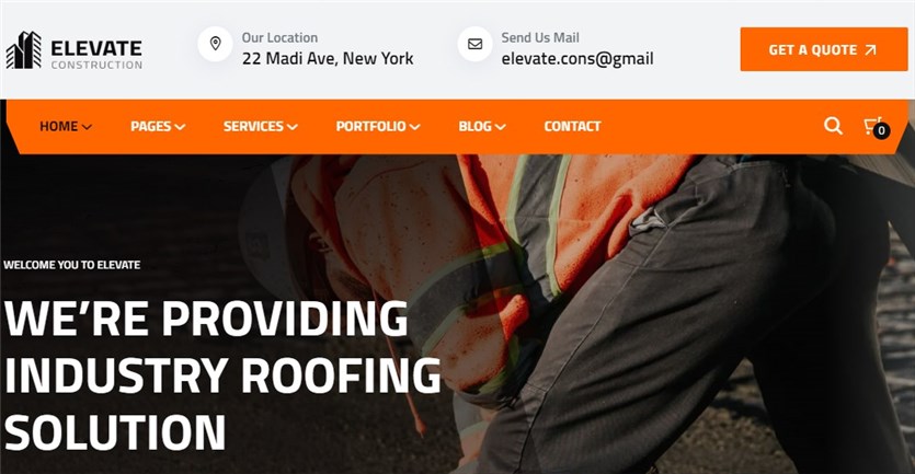 Elevate 建设 WordPress 网站模板的屏幕截图。
