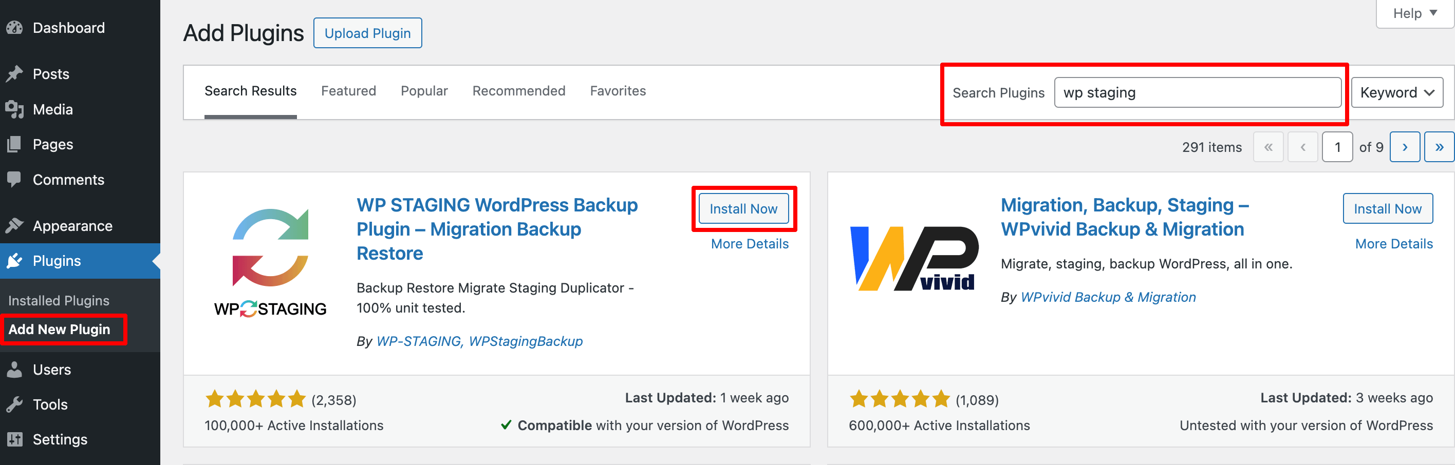 Come installare il plugin WP Staging da una dashboard di WordPress