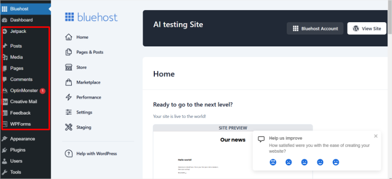 bluehost-ai-site-ready - IsItWP - Détecteur de thème WordPress gratuit bluehost ai site ready