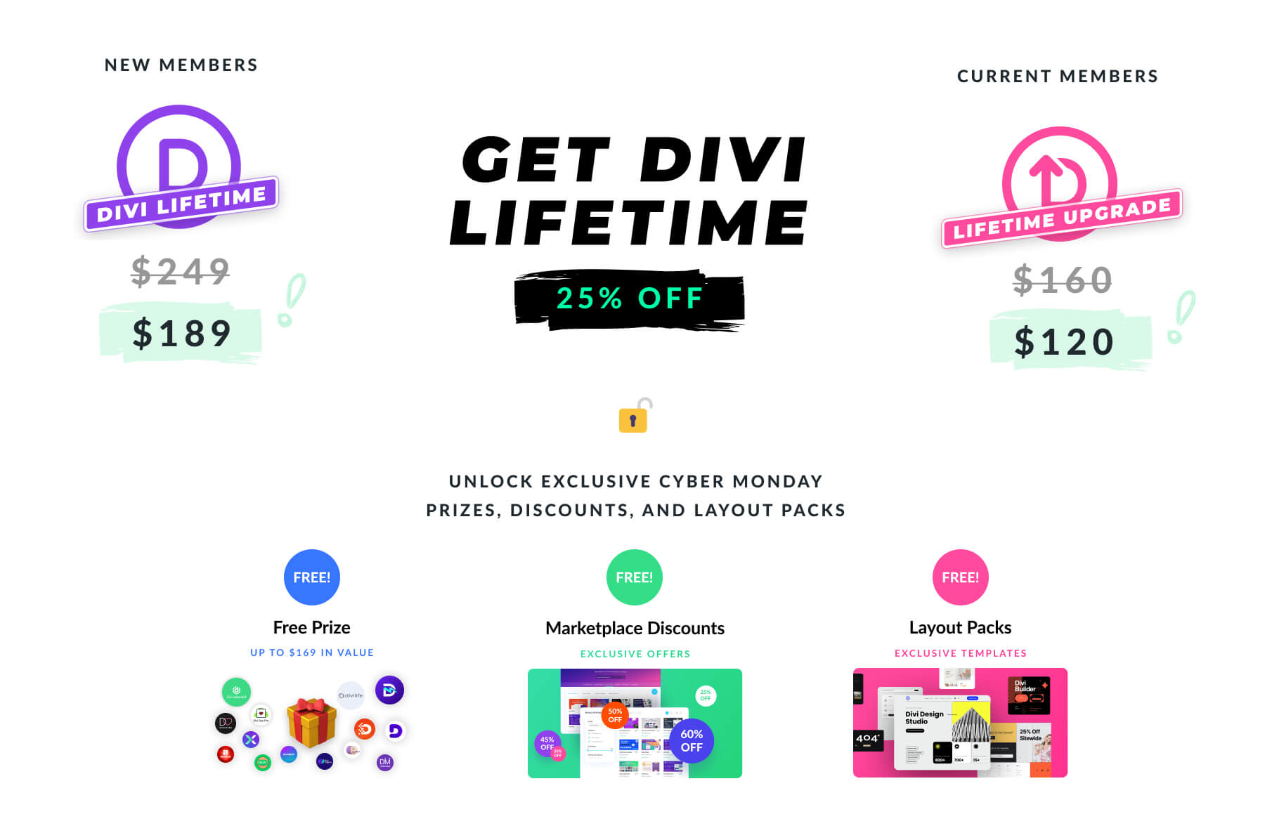 Купите Divi Lifetime: разблокируйте призы и льготы Киберпонедельника