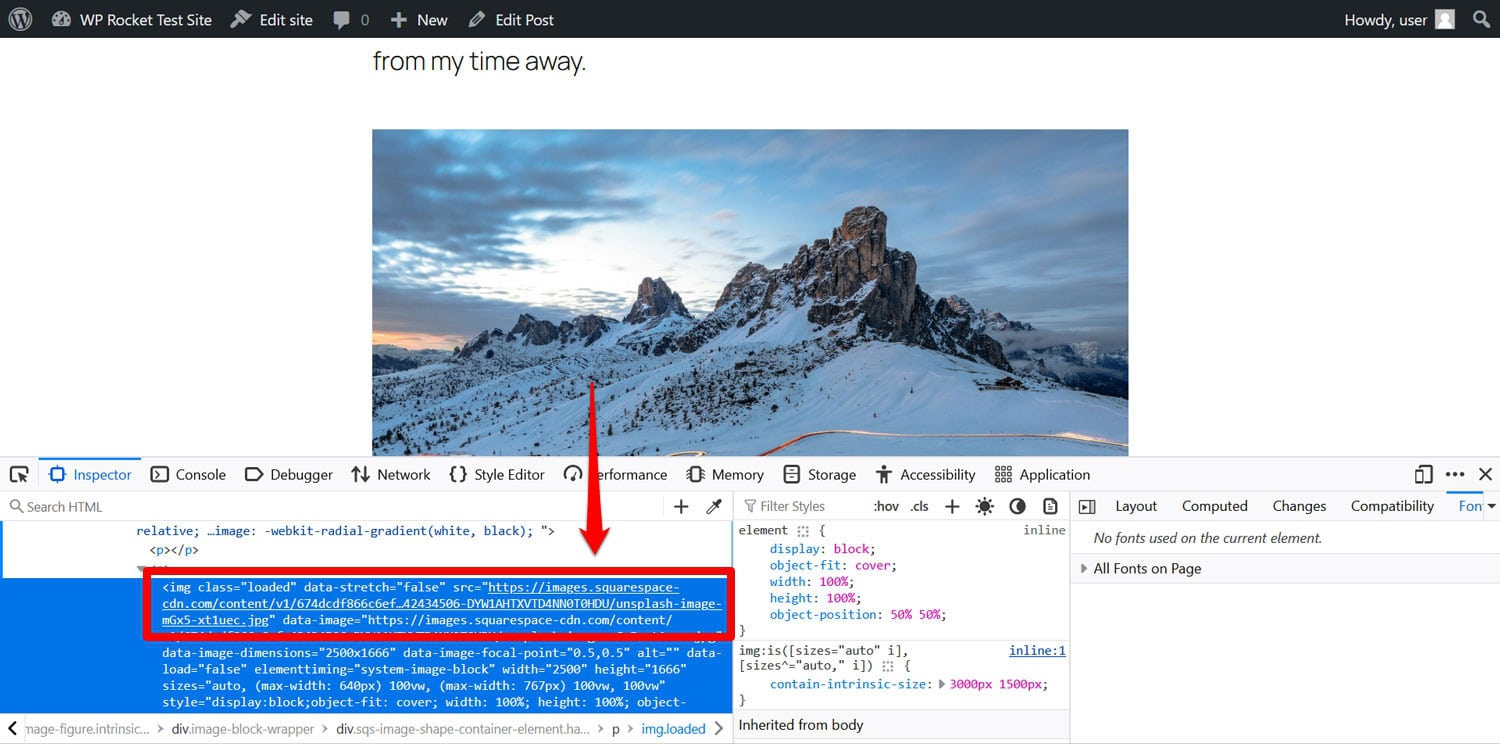 รูปภาพยังคงโฮสต์อยู่ในตัวอย่าง Squarespace