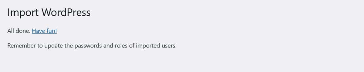 ข้อความความสำเร็จในการย้าย Squarespace ไปยัง WordPress