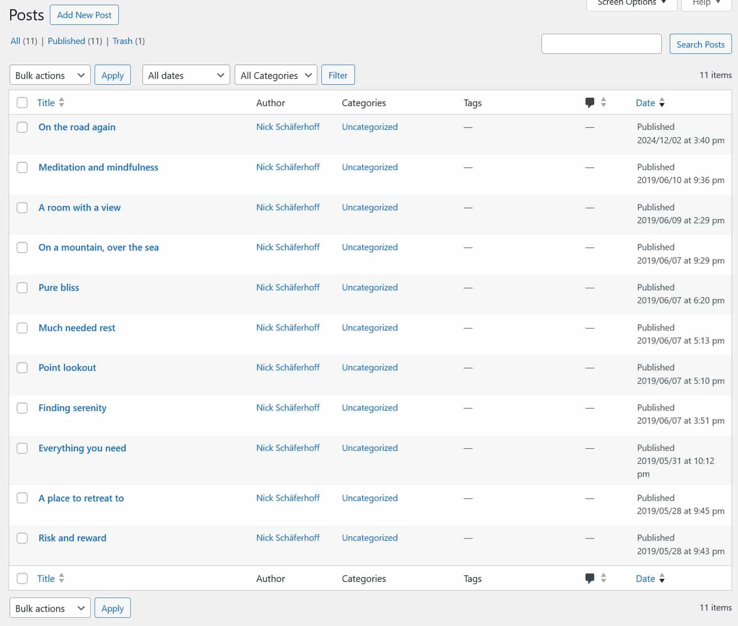 โพสต์บล็อกที่นำเข้าในส่วนหลังของ WordPress