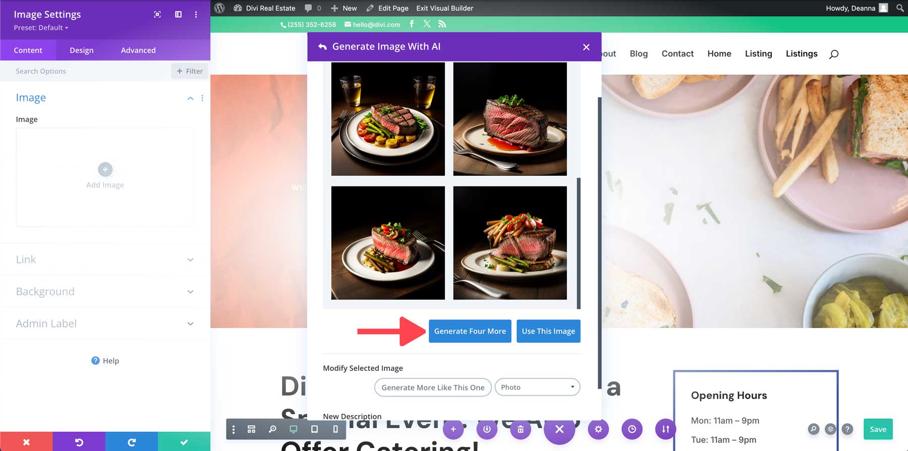 hasilkan 4 gambar lagi dengan Divi AI