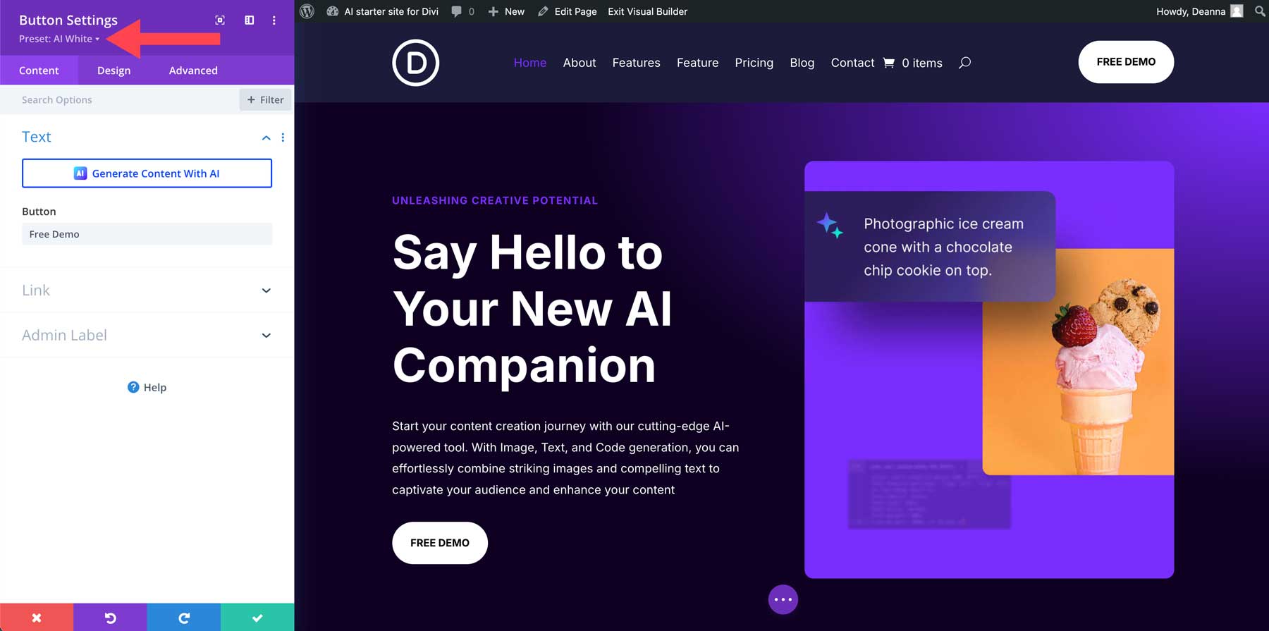 Situs pemula AI untuk Divi