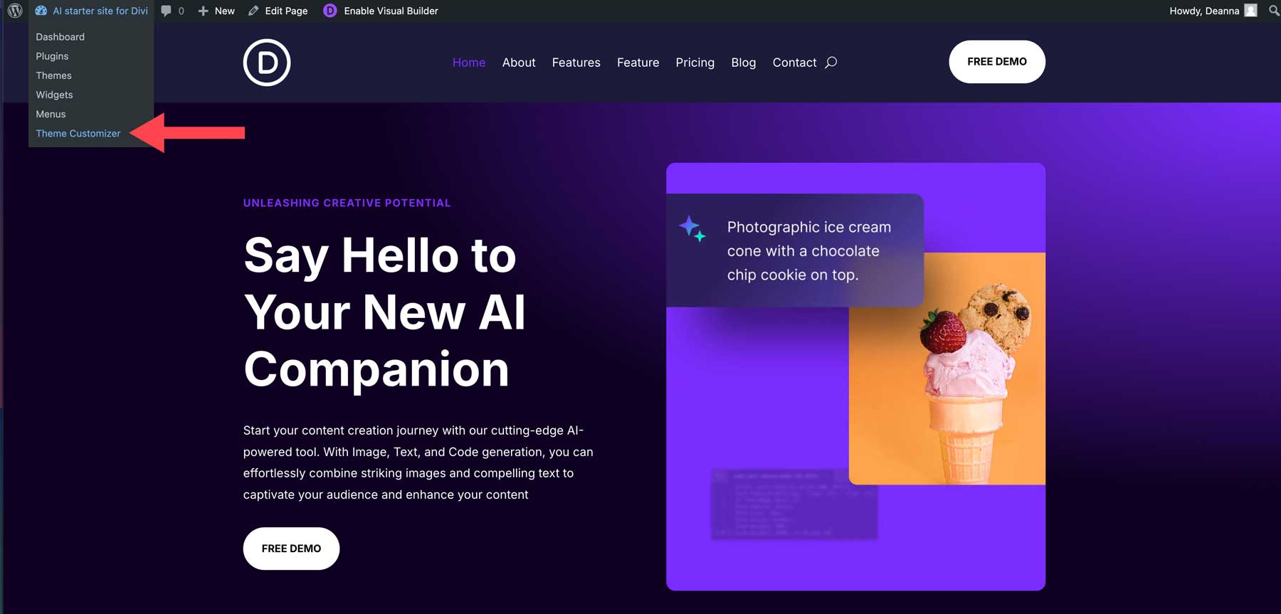 Situs pemula AI untuk Divi