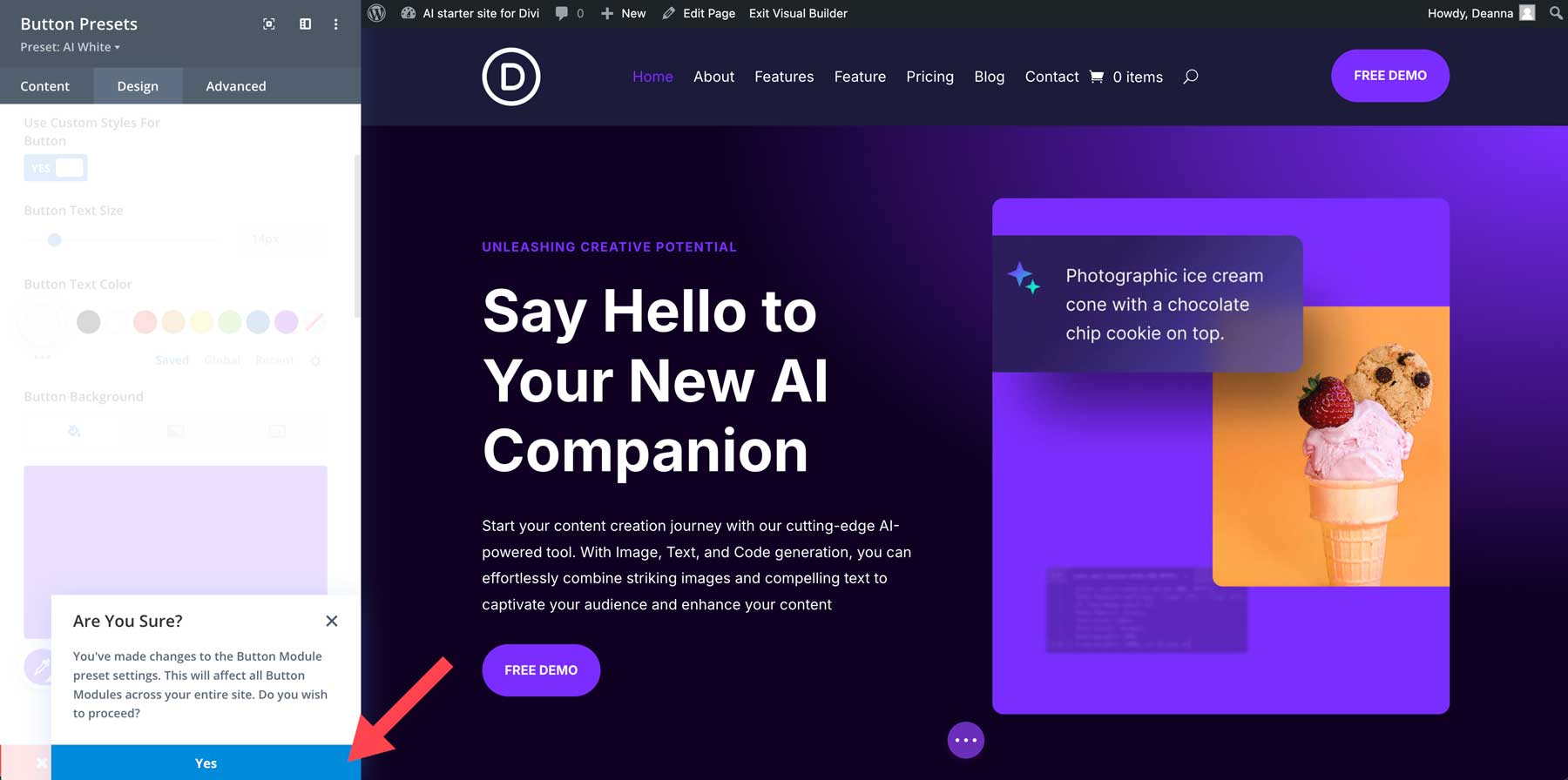 Situs pemula AI untuk Divi