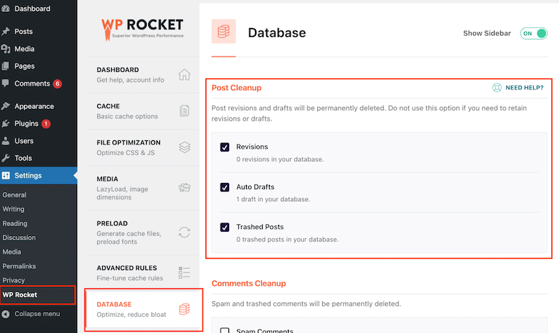 Быстрое удаление старых версий сообщений с помощью WP Rocket – Источник: WP Rocket