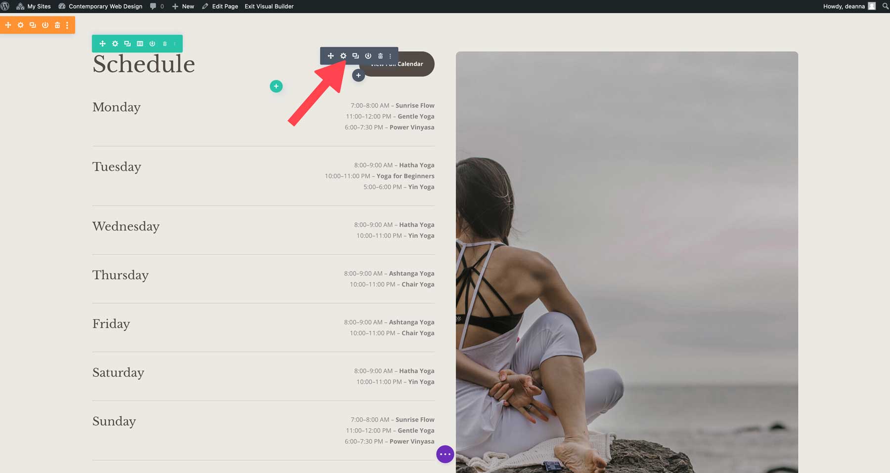 Sitio de inicio de yoga para Divi