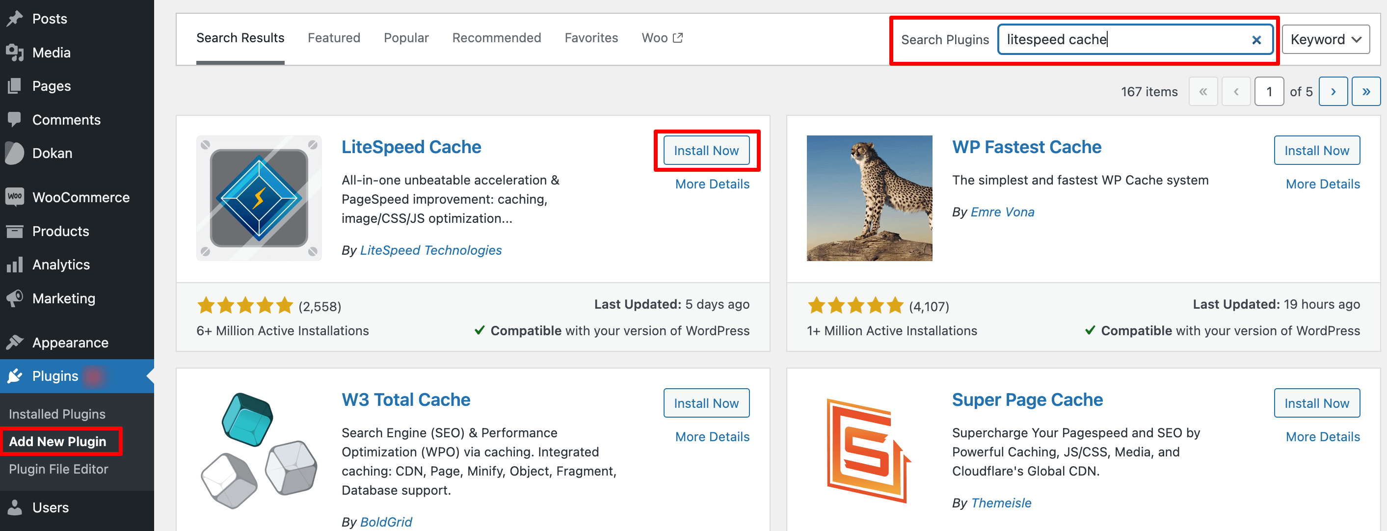 LiteSpeed Cache eklentisi nasıl kurulur? WordPress kontrol paneli.