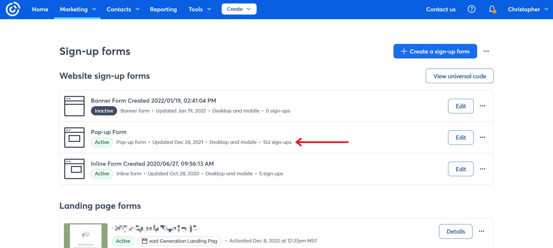 Ständiges Kontaktformular und Landing Page Builder