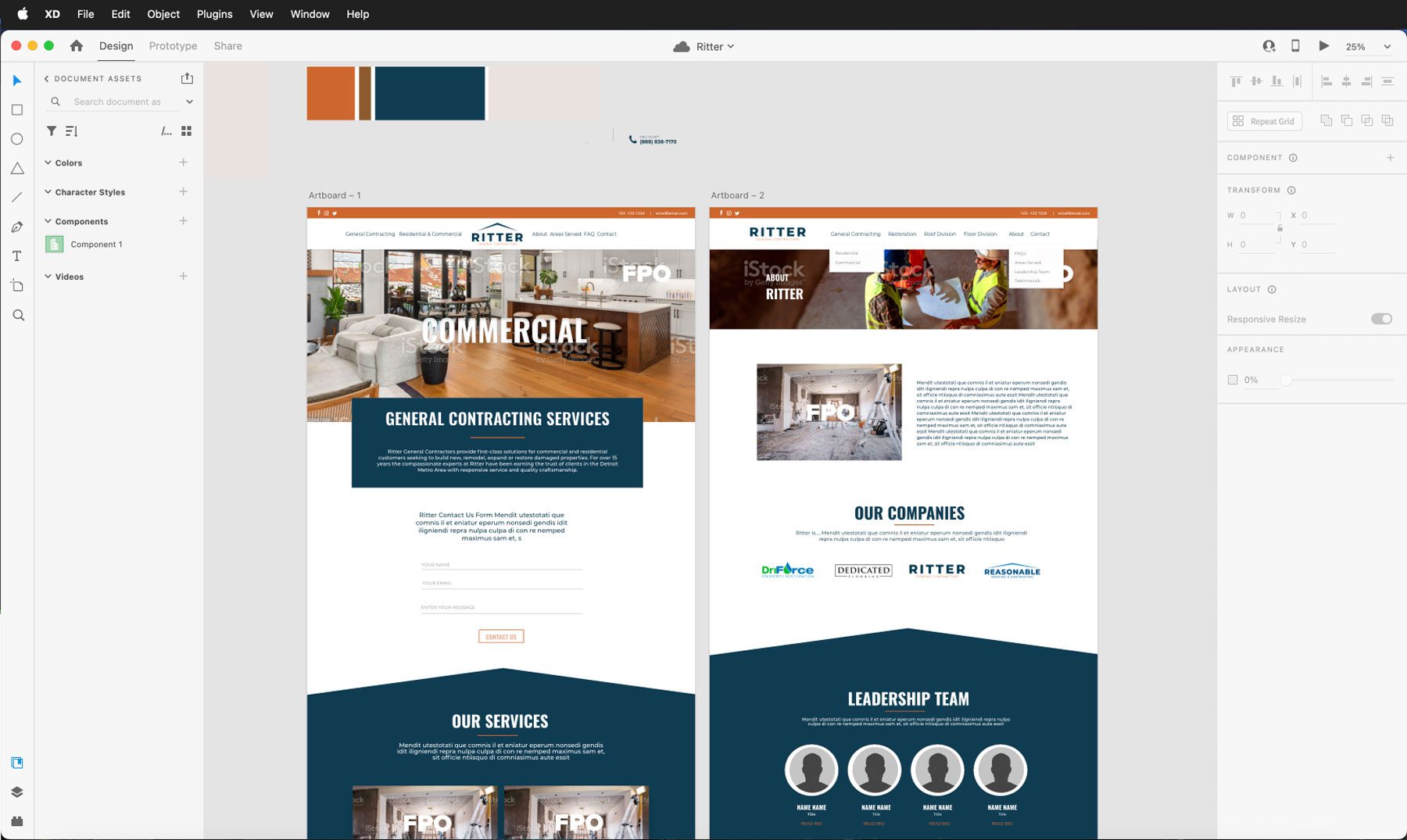 Adobe XD maketi