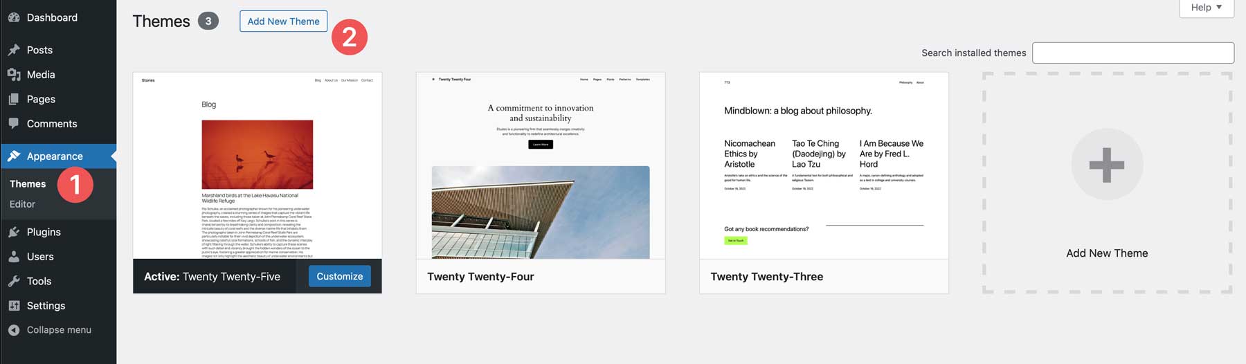 yeni WordPress teması ekle