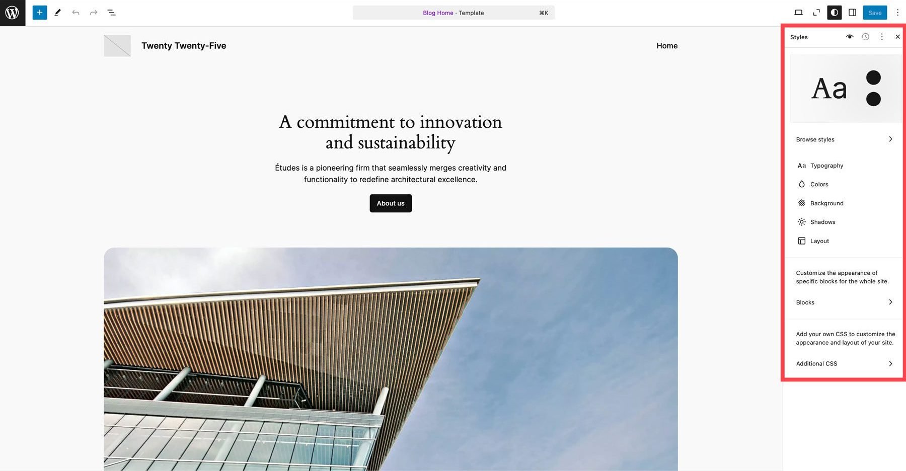 Globalne style WordPressa