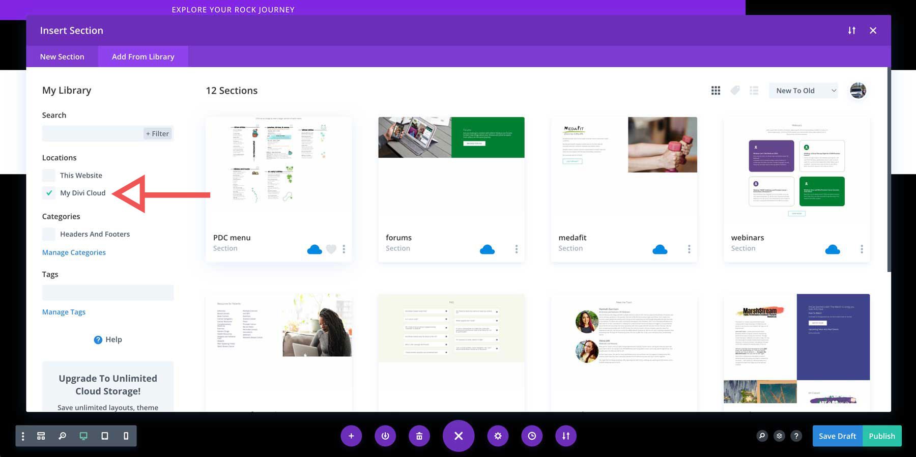 Layouts da Divi Cloud