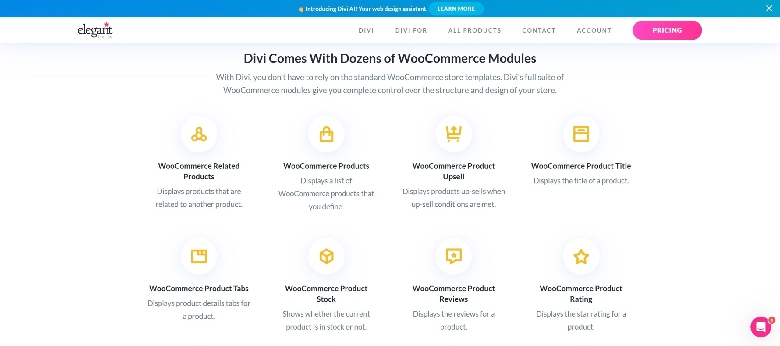 องค์ประกอบ woocommerce ของ divi