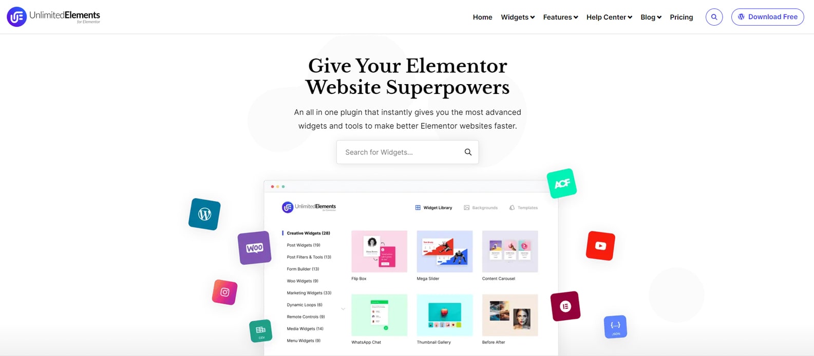 Graphique d'Illimités Elements pour Elementor, une collection flexible de widgets de carrousel Elementor avec une personnalisation facile des widgets.