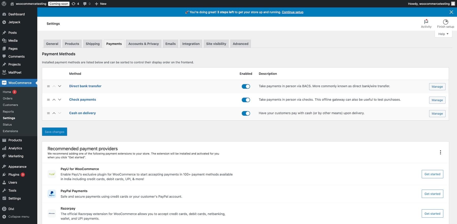 Woocommerce-Zahlungen