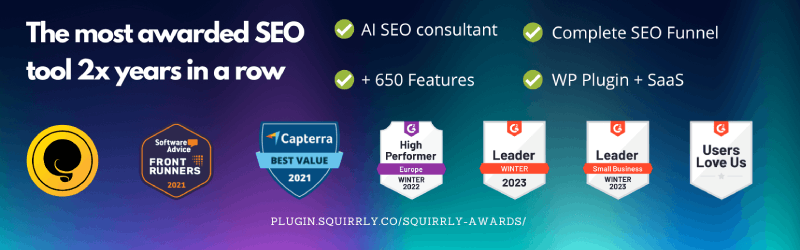 SEO を向上させるための 6 つの最高ランク数学プラグインの代替案 2 Squirrly seo 1