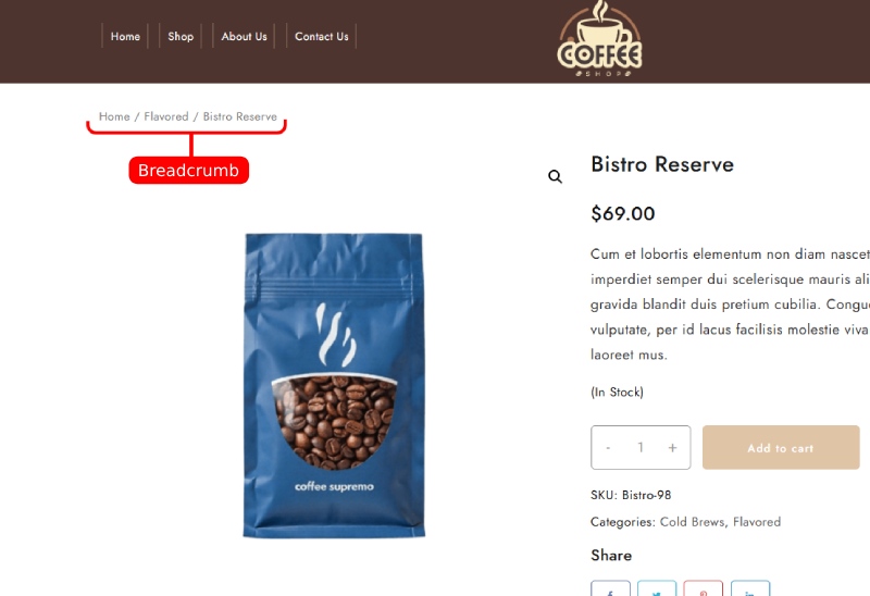 2025 年 WooCommerce 商店的基本模板功能 3 Breadcrumb