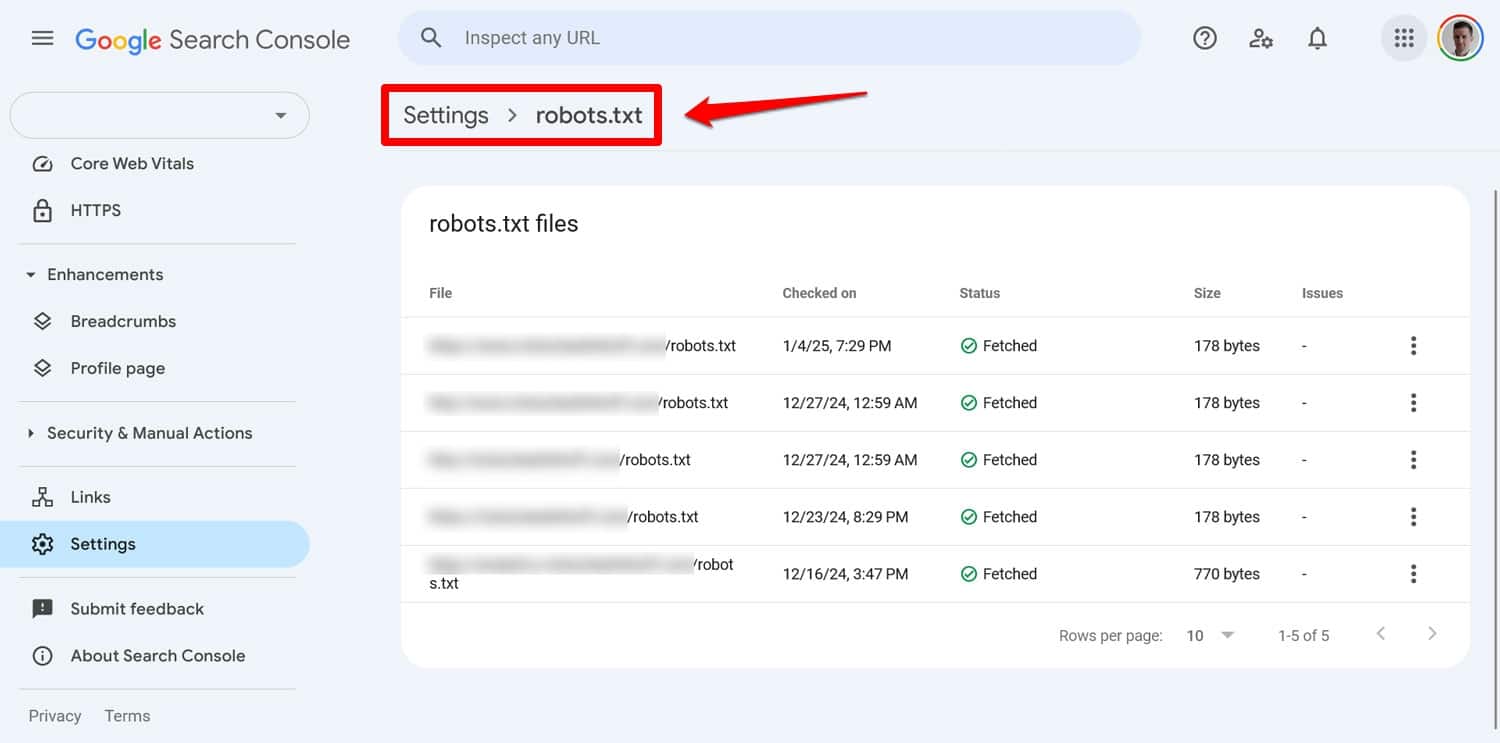 Google Search Console에서 robots.txt 테스트