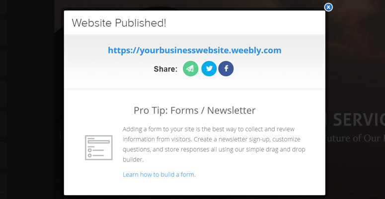 weebly-website-published - IsItWP - 無料の WordPress テーマ検出ツール weebly-website-published