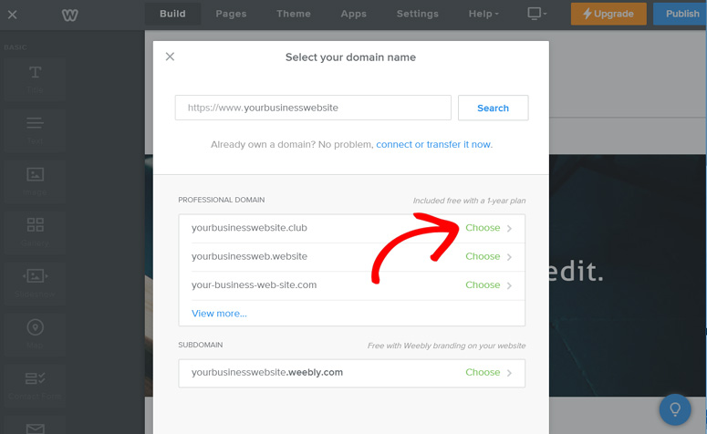 プロフェッショナル ドメイン名を選択 - IsItWP - 無料の WordPress テーマ検出ツール choose-professional-domain-name-weebly