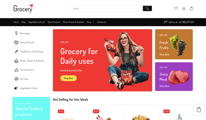 9 เทมเพลต WooCommerce ที่ดาวน์โหลดมากที่สุด 6 grocery food store 6314