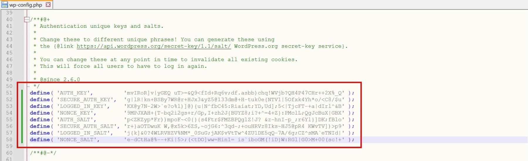 nuove chiavi di autenticazione del database