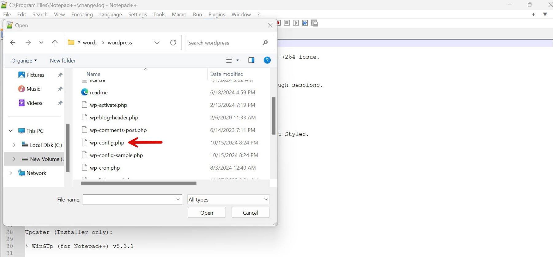 individuare wpconfig