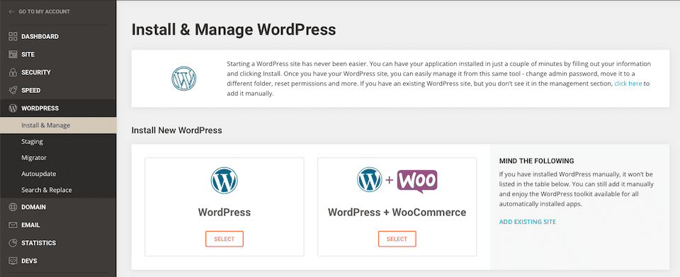 installare e gestire WordPress SiteGround