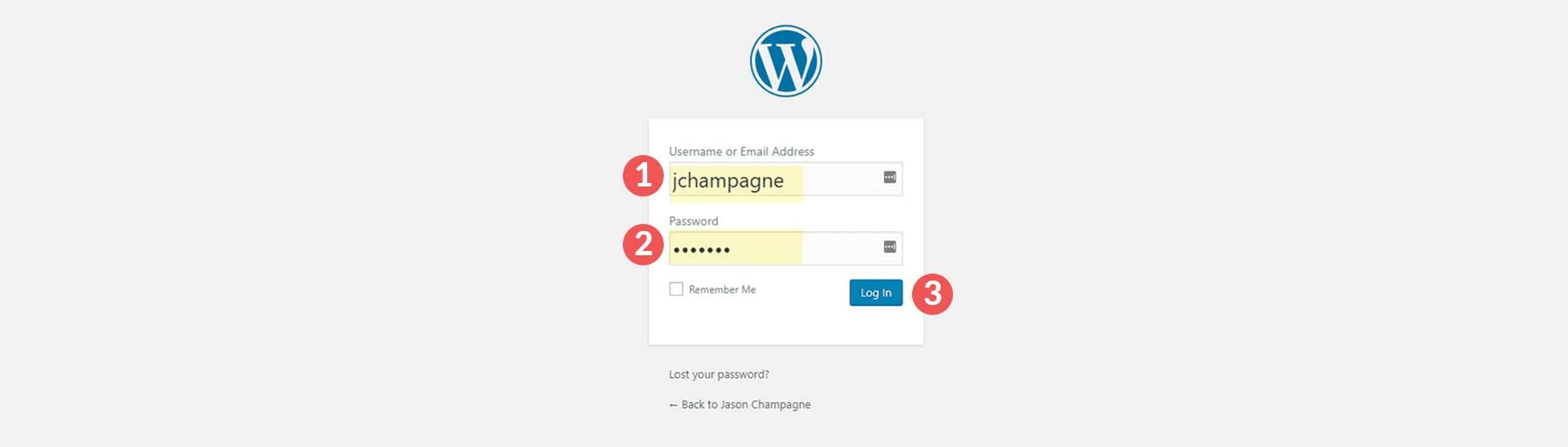 accedi a WordPress