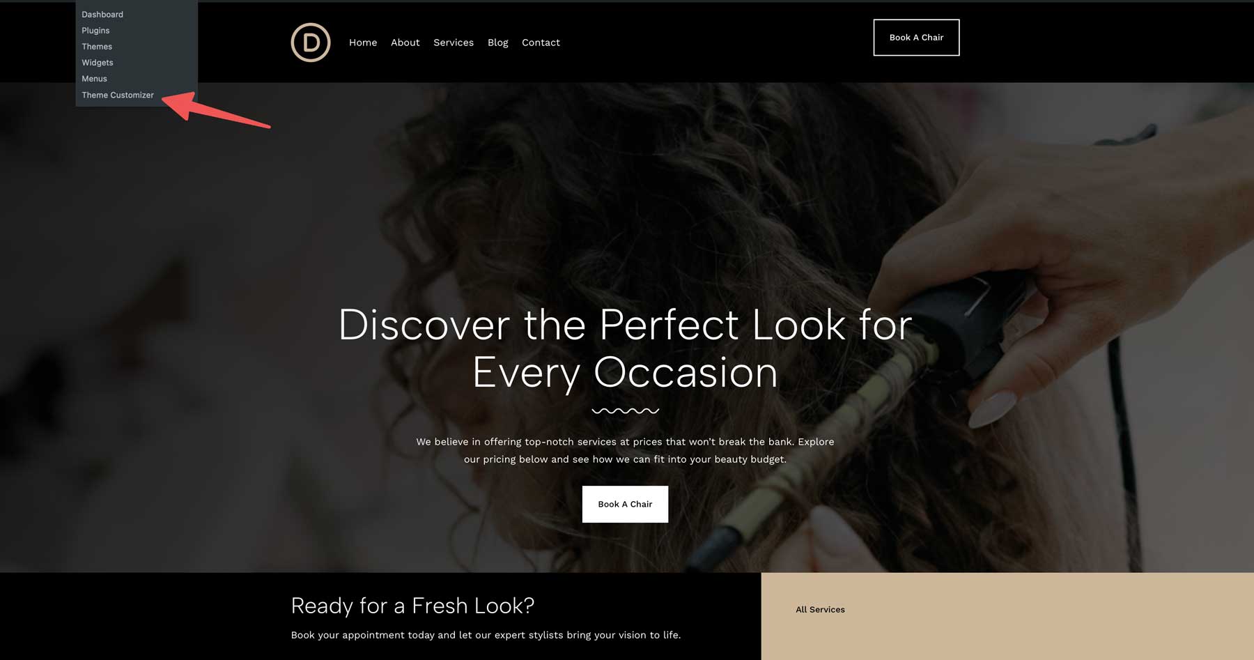 Salon-Startseite für Divi