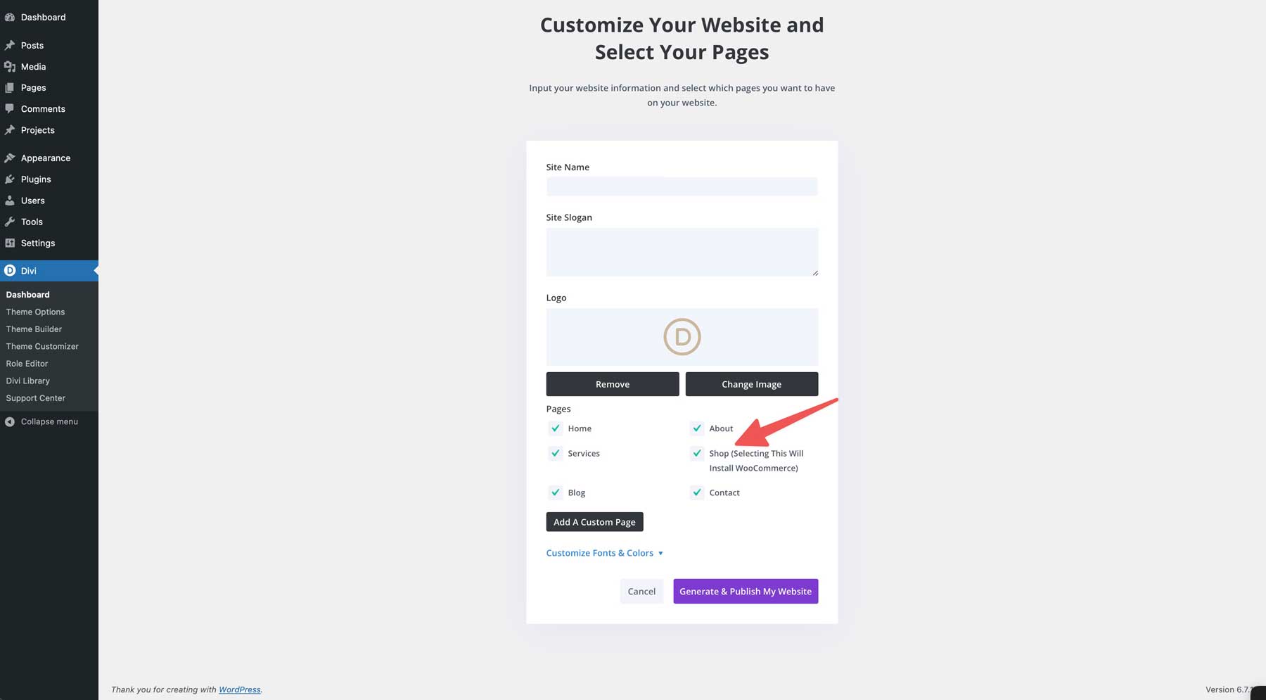 Salon-Startseite für Divi
