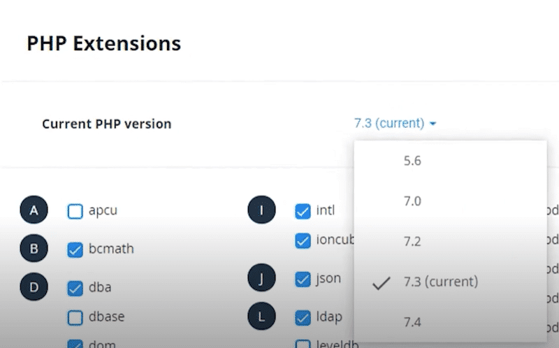 Actualizați-vă versiunea WordPress PHP – Sursa: my hosting cPanel