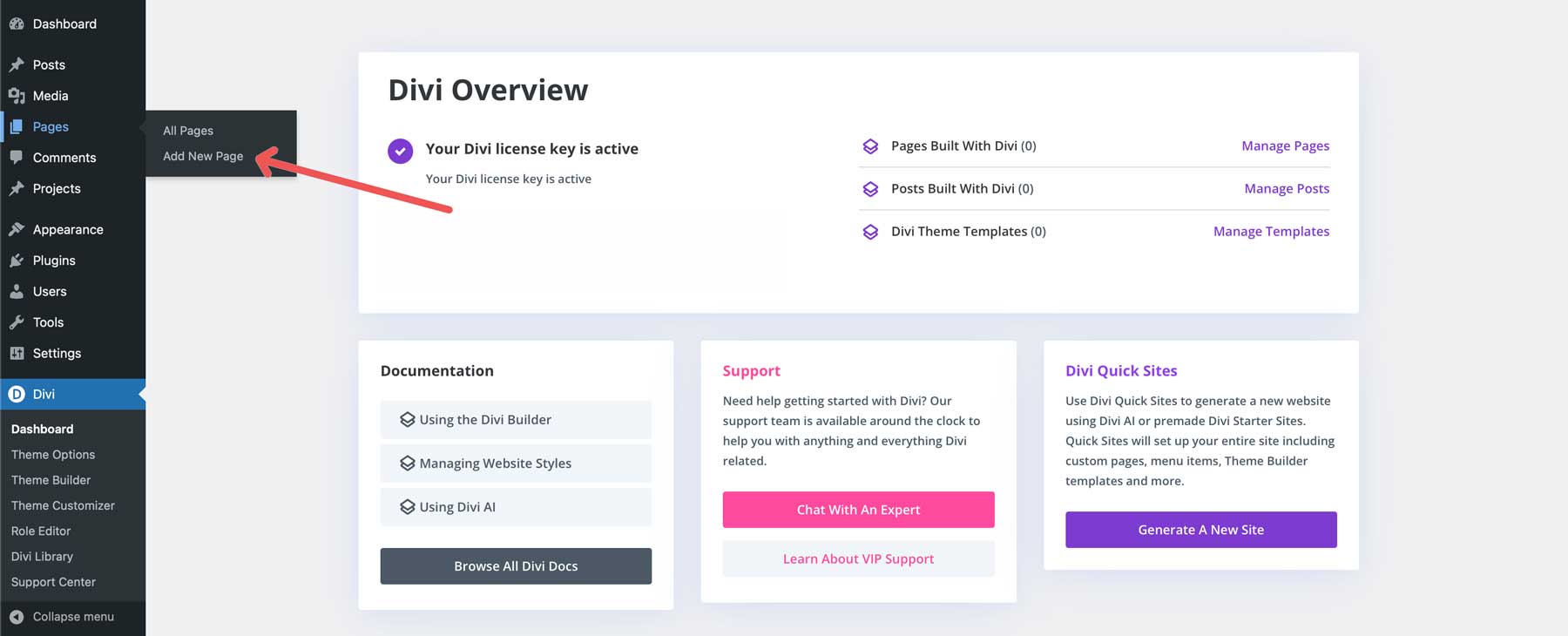 comment concevoir une page à environ avec divi