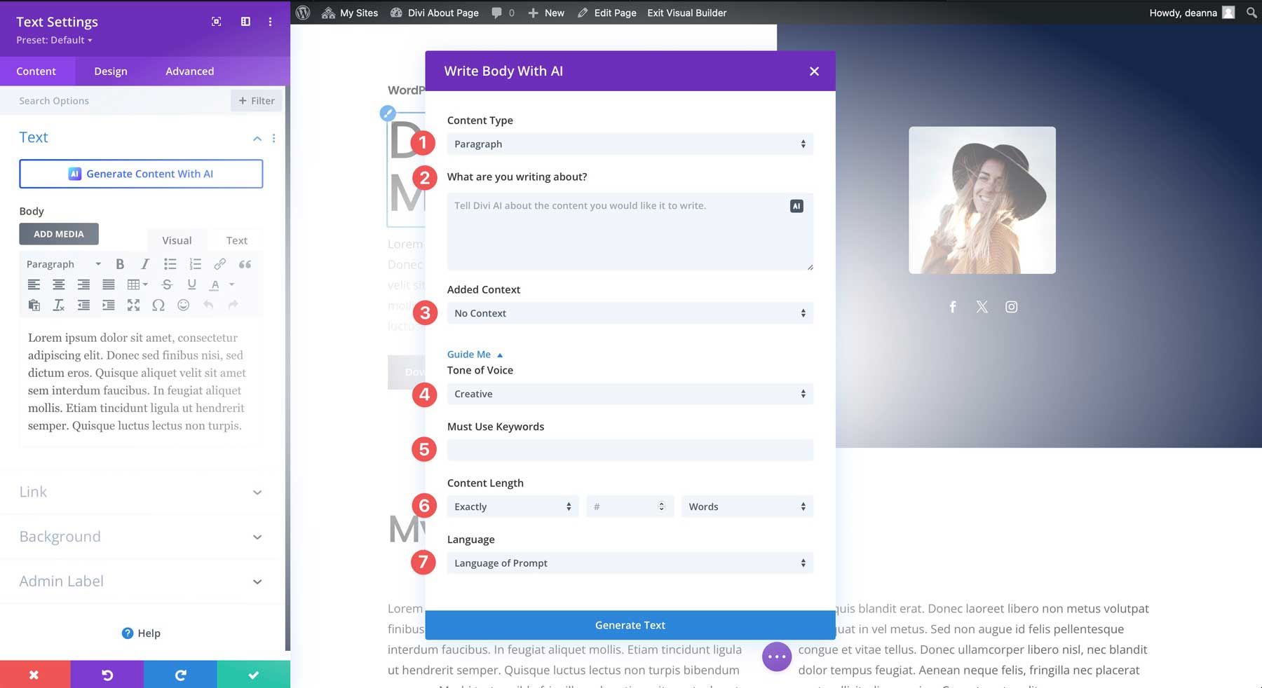 Options de divi AI