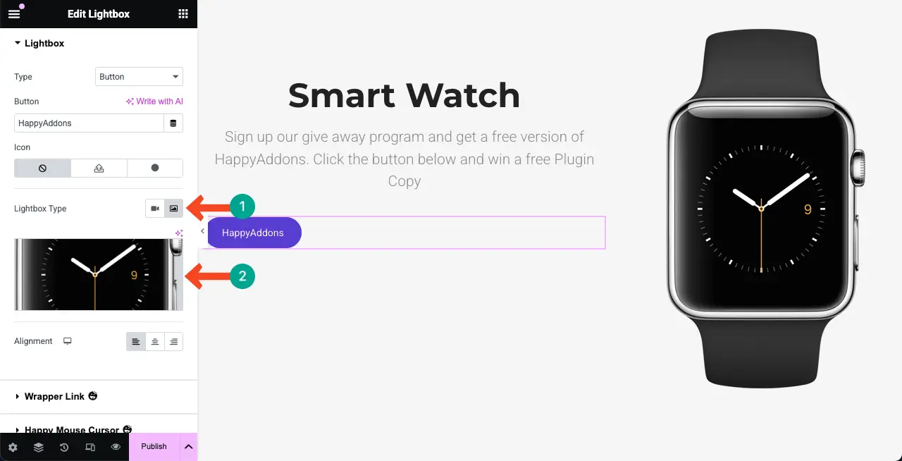Elementor 6を使用してWordPressにライトボックスを追加する方法 Select an image for the Lightbox widget