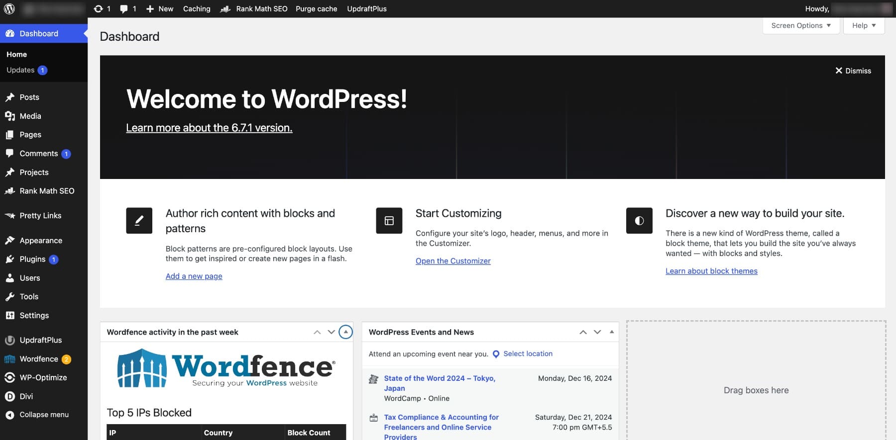 Varsayılan WordPress Gösterge Tablosu