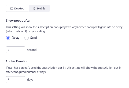 Opsi tampilan modal popup