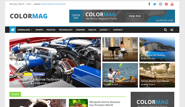 17+ tema blog WordPress gratis terbaik 2025 (super cepat) 16 colormag
