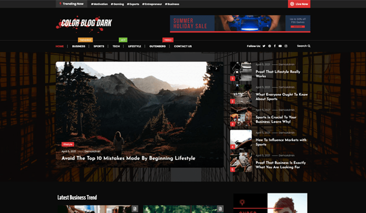 17+ tema blog WordPress gratis terbaik 2025 (super cepat) 15 Color Blog Dark Theme