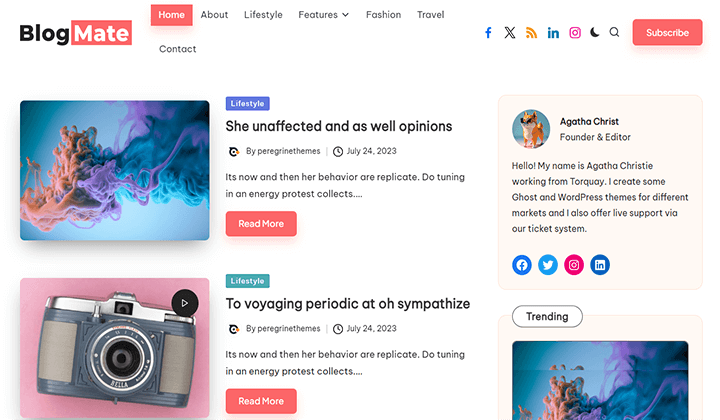 17+ Tema Blog WordPress Gratis Terbaik 2025 (Super Fast) 22 blogmate 125